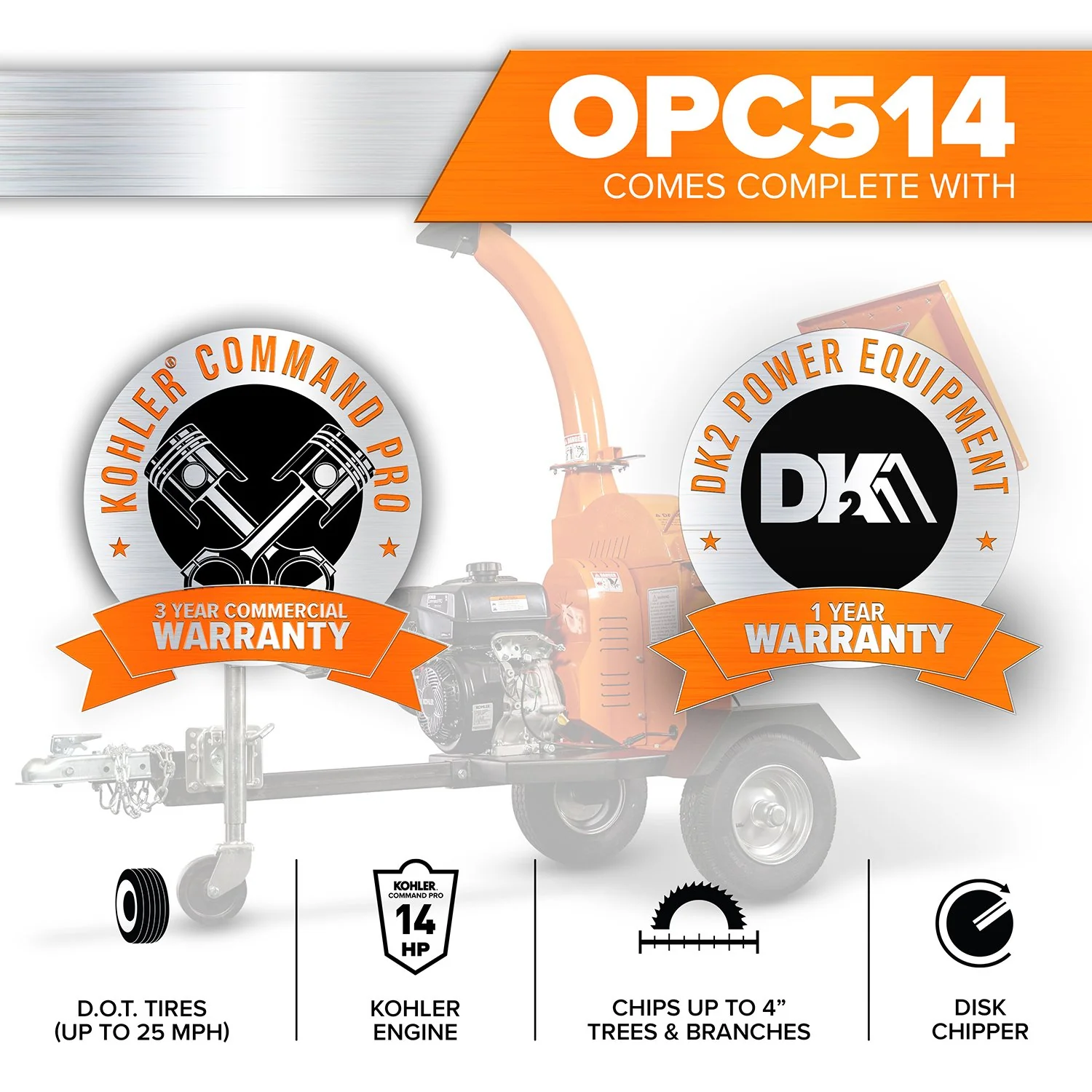 Detail K2 4 Inch Trailer High Speed Disk Chipper - OPC514 - Image 9