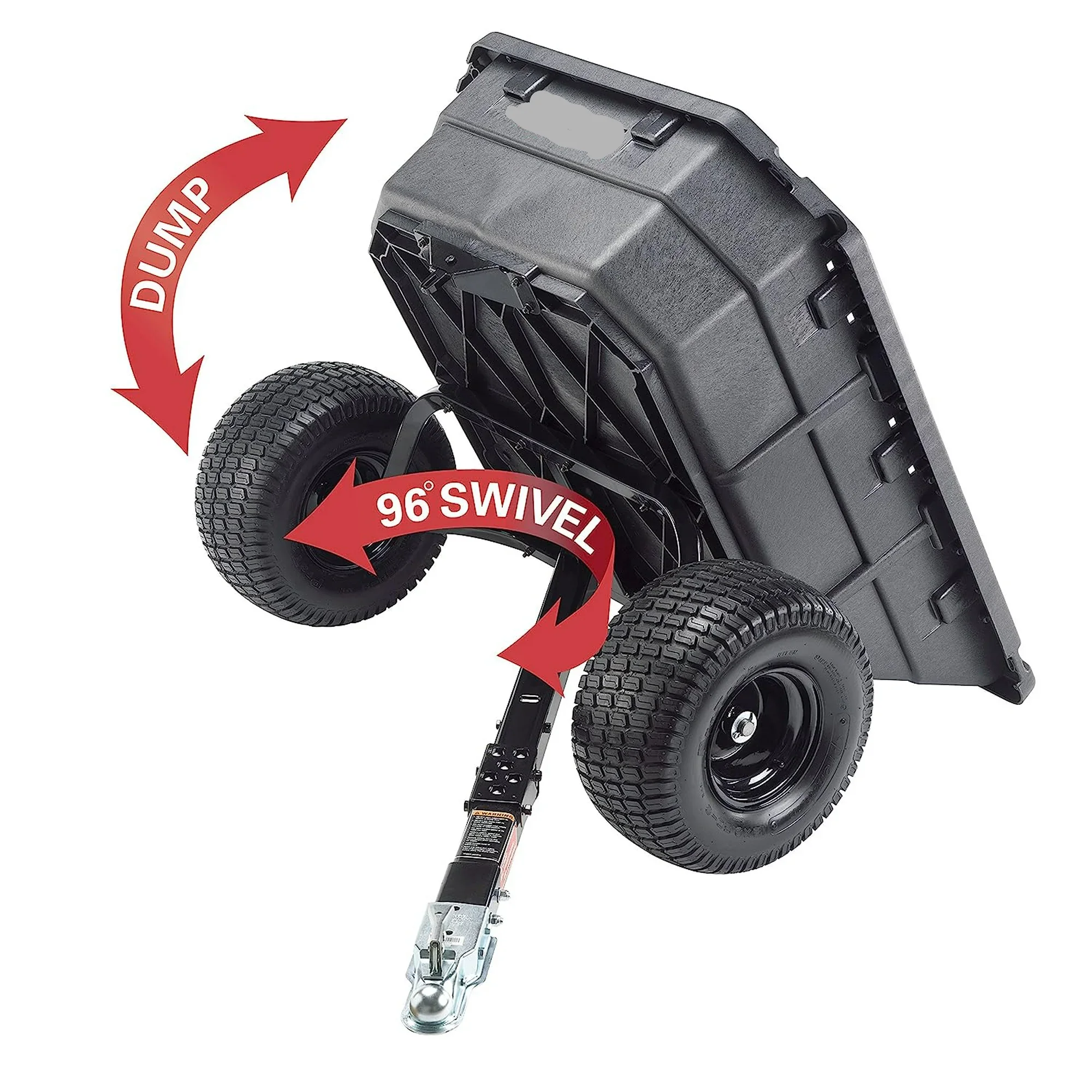 JRCO Poly Swivel ATV Dump Cart Trailer 15 Cu. Ft. 1250 Lb. Capacity (GWG311139) - Image 2