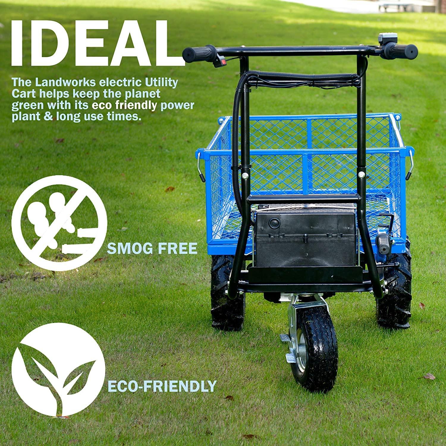 Landworks 48V 500 lb Working Capacity Self-Propelled Electric Wheelbarrow Utility Wagon Garden Cart (GUO010) - Image 4