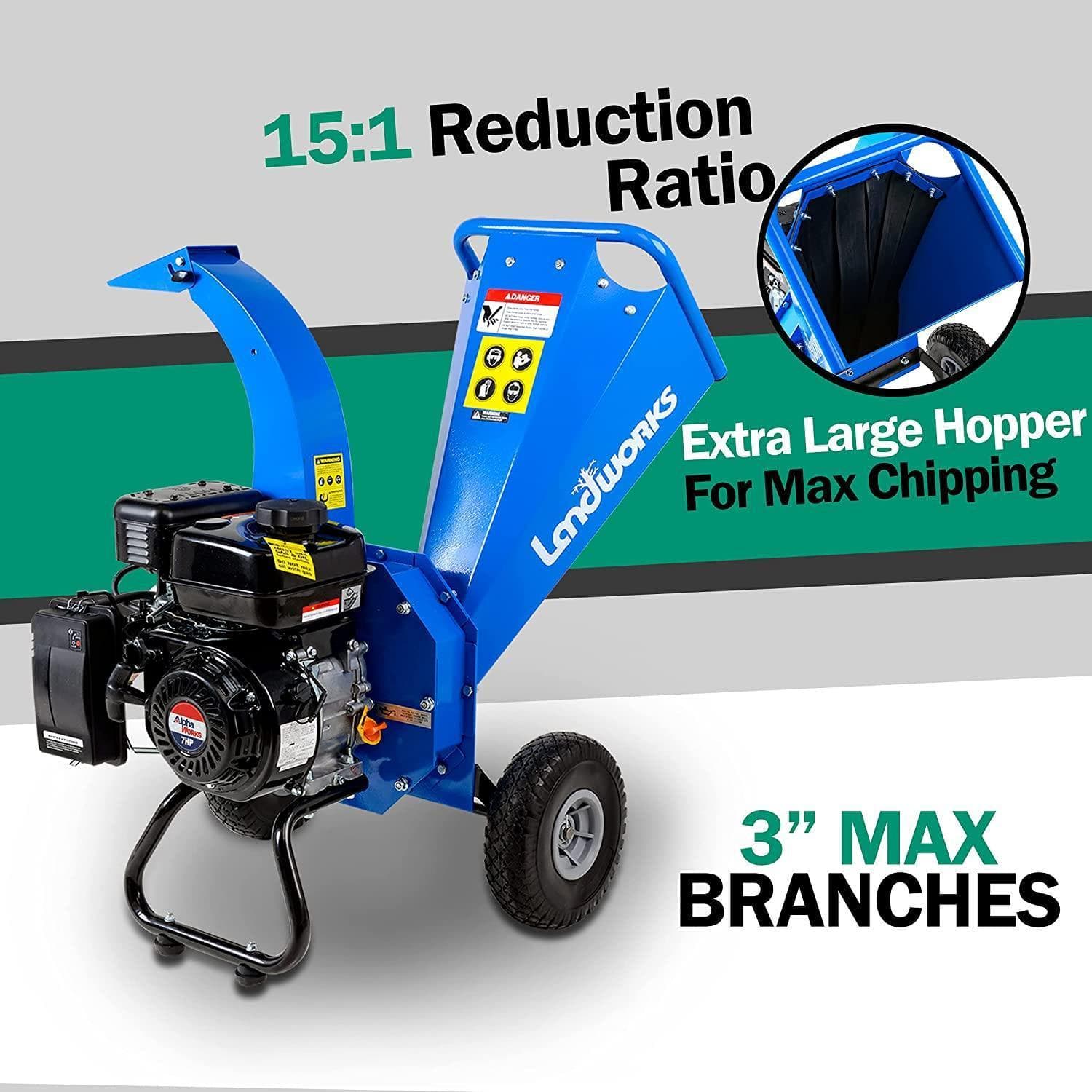 Landworks Mini 7HP 212CC Gas Engine 3" Max Branch Diameter Wood Chipper and Shredder (GUO033) - Image 4
