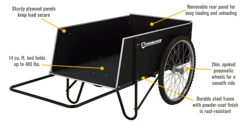Strongway® Garden Cart — 400-lb. Capacity - 14 Cubic Foot Trailer (46441) - Image 3
