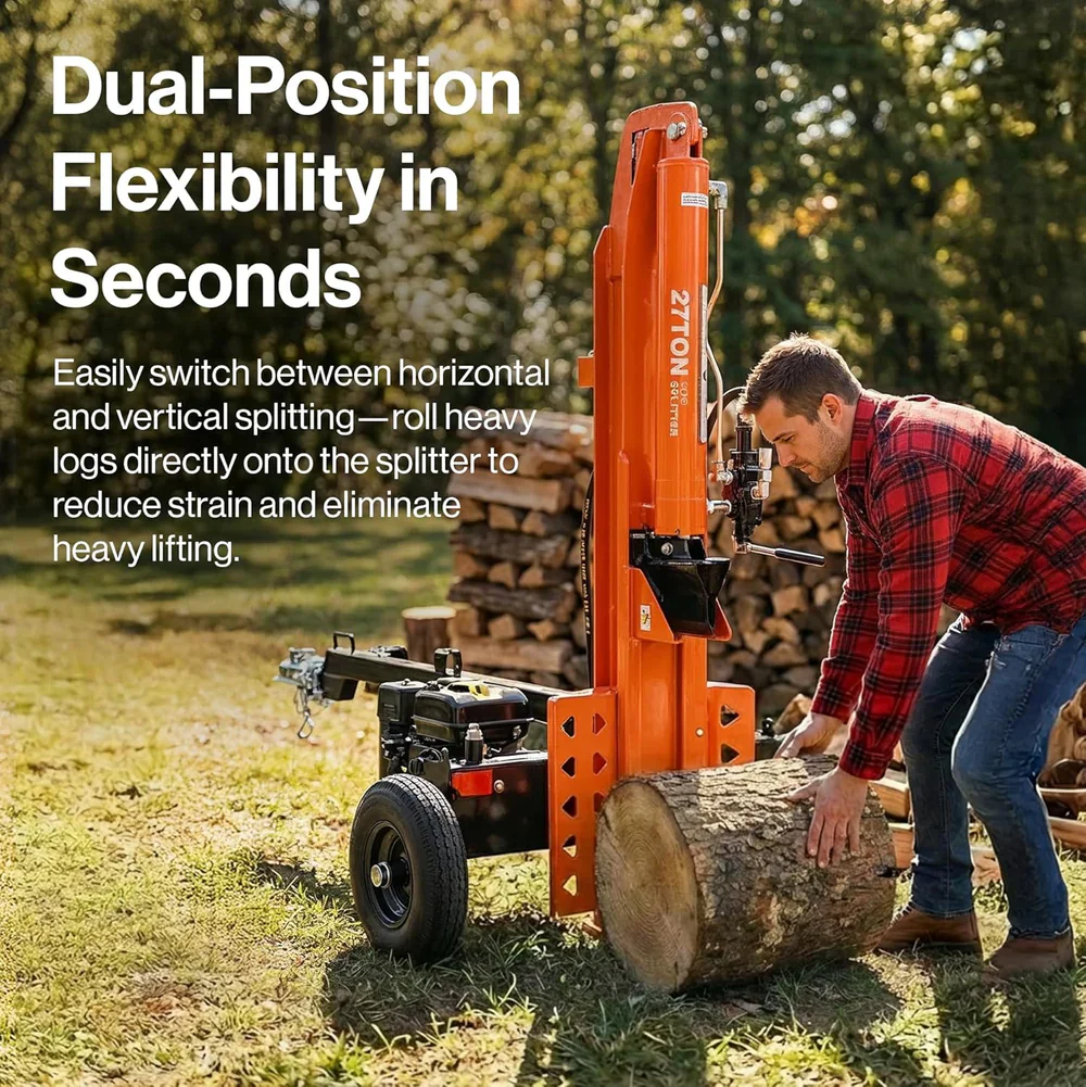 SuperHandy 27-Ton Gas Log Splitter Vertical Horizontal Towable (GUT199) - Image 5