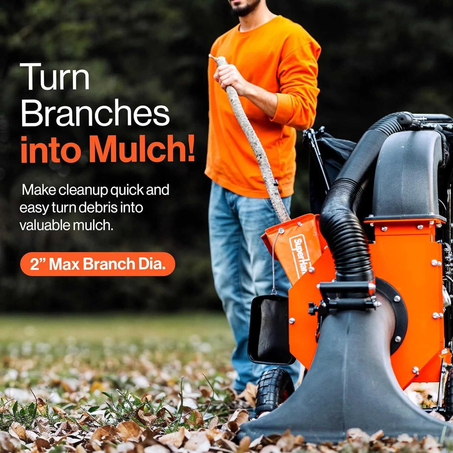 SuperHandy Leaf Vacuum Wood Chipper Mulcher 2" Branches Gas 7HP (GUO128) - Image 7